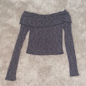 Urban Outfitters Silver Off the Shoulder Knit Top